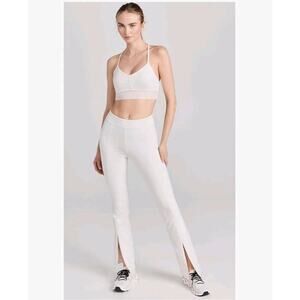 Alo Yoga White Airbrush High Waist Flutter Split Hem Leggings Trousers Pants M